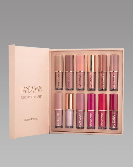 HANDAIYAN 12 Colors Liquid Lipstick Gift Set – Matte & Shimmer Shades, Long-Lasting & Non-Drying Formula